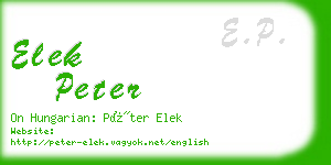 elek peter business card
